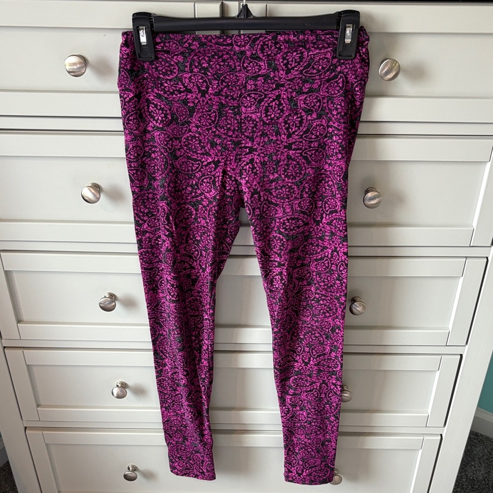 LuLaRoe OS Purple and Black Patterned Leggings